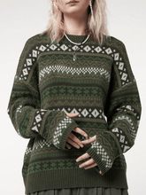 Langärmliger Vintage-Jacquardpullover